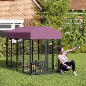 Welded Wire Outdoor Dog Kennel with 360° Rotating & 4 Levels Adjustable Bowls (Option: Red-1300x715x190 mm)