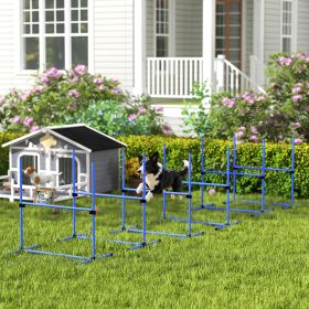 6 Piece Dog Agility Set with Adjustable Height Jump Bars (Option: Blue-980x240x250 mm)