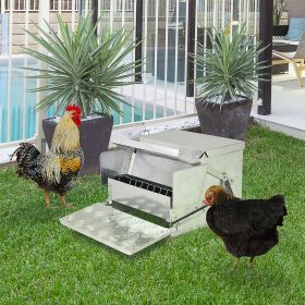 30 lbs Capacity Automatic Chicken Poultry Feeder with a Galvanized and Build (Option: Silver-470x420x335 mm)