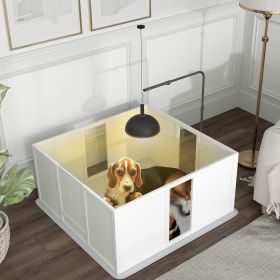 Whelping Box for Dogs with Retractable Light Stand (Option: White-1070x570x210 mm)