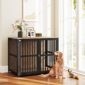 39" Dog Crate Furniture w/ Anti-Chew Resistant Anti-Escape Single Door (Option: Walnut-1140x850x145 mm)