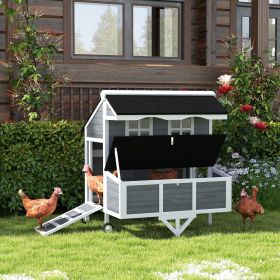 43" Chicken Coop with Wheels (Option: Gray-1070x950x120 mm)