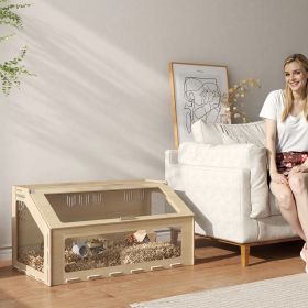 Hamster Cage Habitat with Acrylic Window & Openable Top for Dwarf Hamster (Option: Oak-1085x580x140 mm)