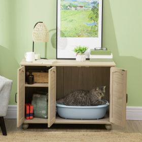 Cat Litter Box Enclosure Side Table (Option: Oak-10x10x10 mm)