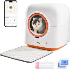 60L Automatic Cat Litter Box, Smart App Control, Deodorizing, Infrared Sensor, Suitable For Multiple Cats (Option: White)