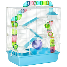 Oversized 23 Hamster Cage With Tube And Tunnel, Portable Carrying Handle (Option: Blue)