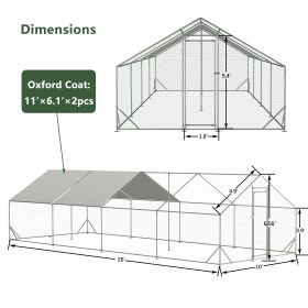 Large Metal Chicken Coop, Walk-in Chicken Run, Galvanized Wire Poultry Chicken Hen Pen Cage, Rabbits Duck Cages With Waterproof And Anti-Ultraviolet C (Option: 3x8m)