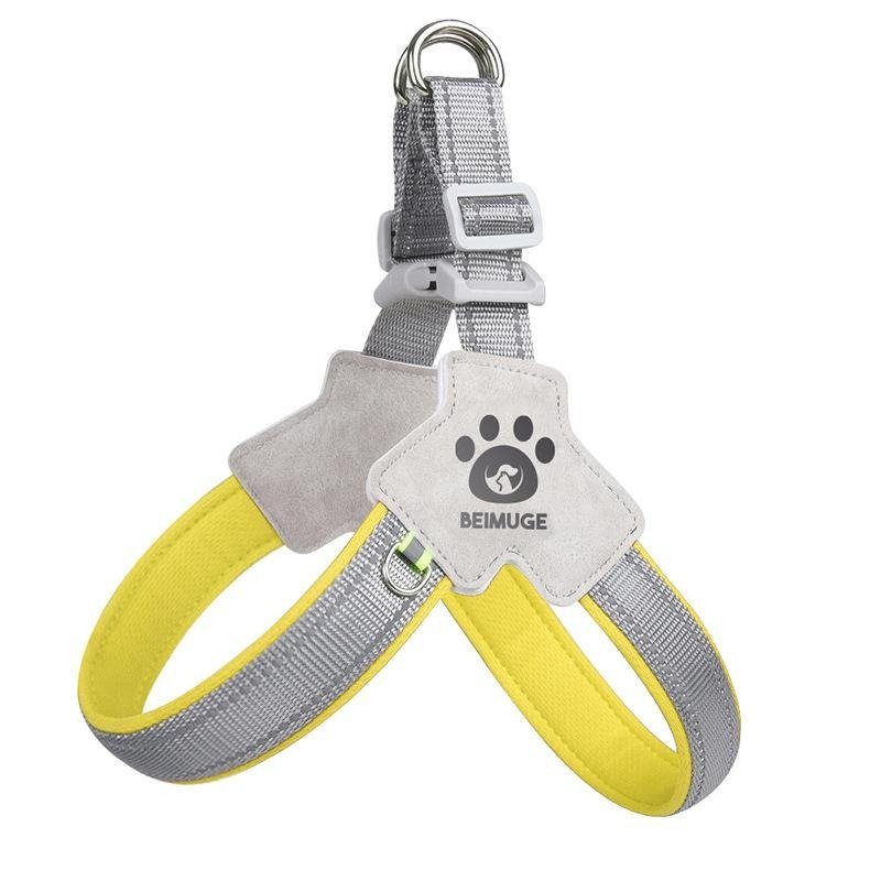 Pet Dog Harness, Pet Harness With LeashSet, Adjustable Puppy Harness ComfortableReflective Easy Control Dog With Leather Leash,.No-Pull No Choke P (Option: Yellow-S)