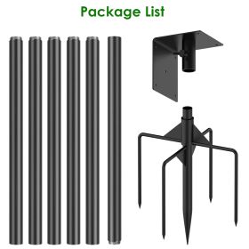 1 Set  79.92in Bird House Pole Kit Height Adjustable Bird Feeder Pole Mount Kit Heavy Duty Bird House Pole Set With 5 Prongs Base For Bird House Bird (Option: Black)