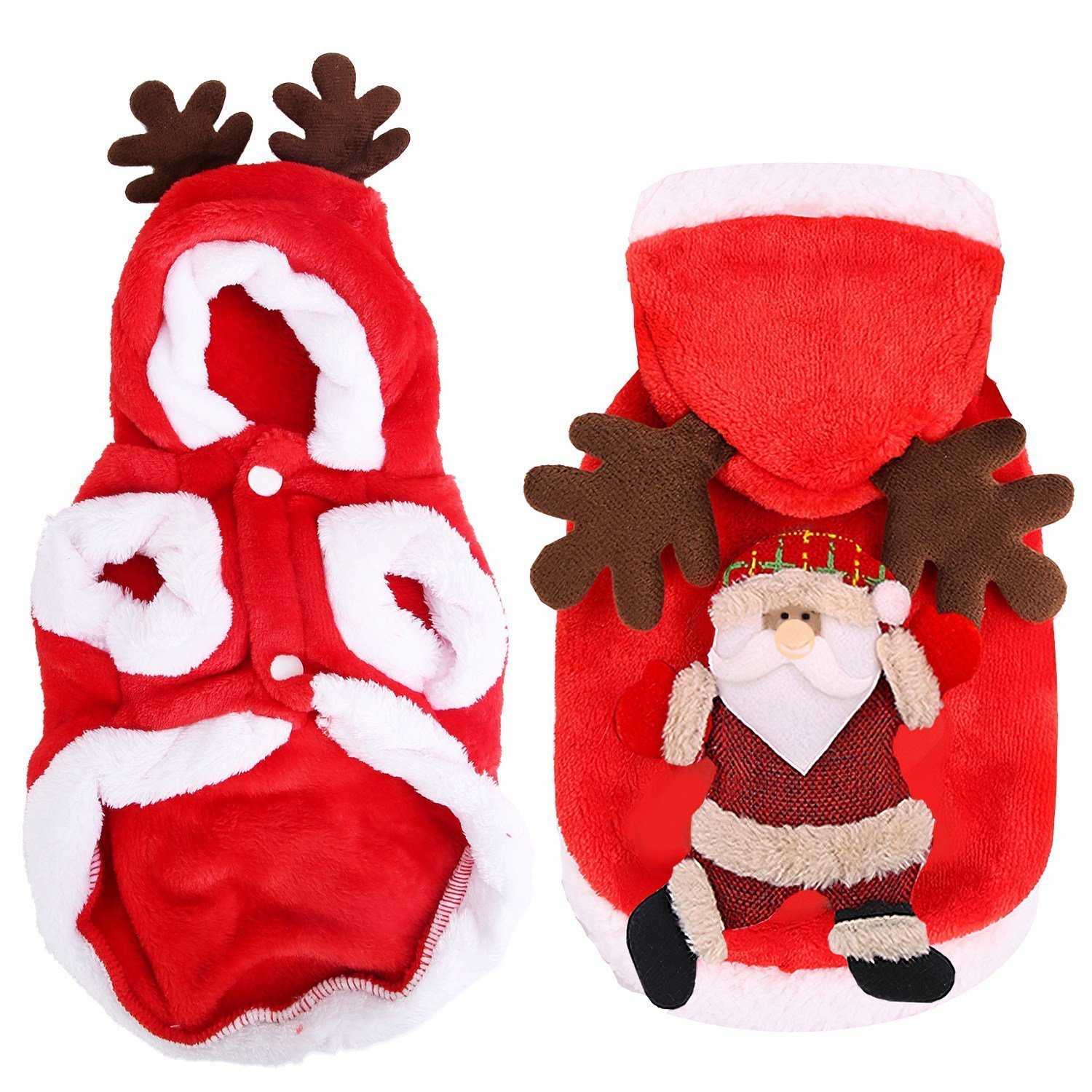 1Pc Pet Christmas Clothes Santa Claus Reindeer Antlers Costume Winter Outfit New Year Coat For Small Medium Dogs (Option: XL)