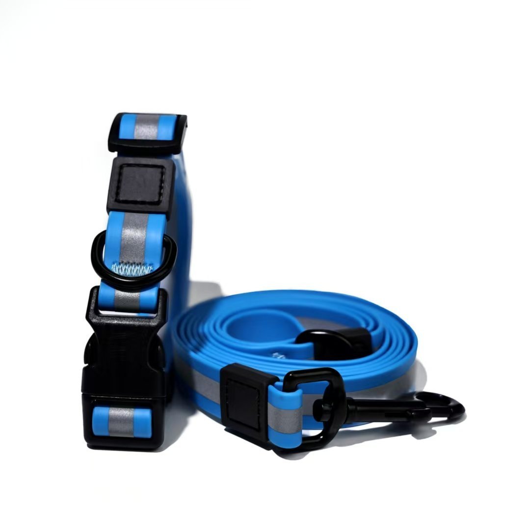 Reflective Leash Set It Can Reflect Light Sources Effectively Enhancing The Safety Of Pets During Outdoor Outings (Option: Blue-15mm)