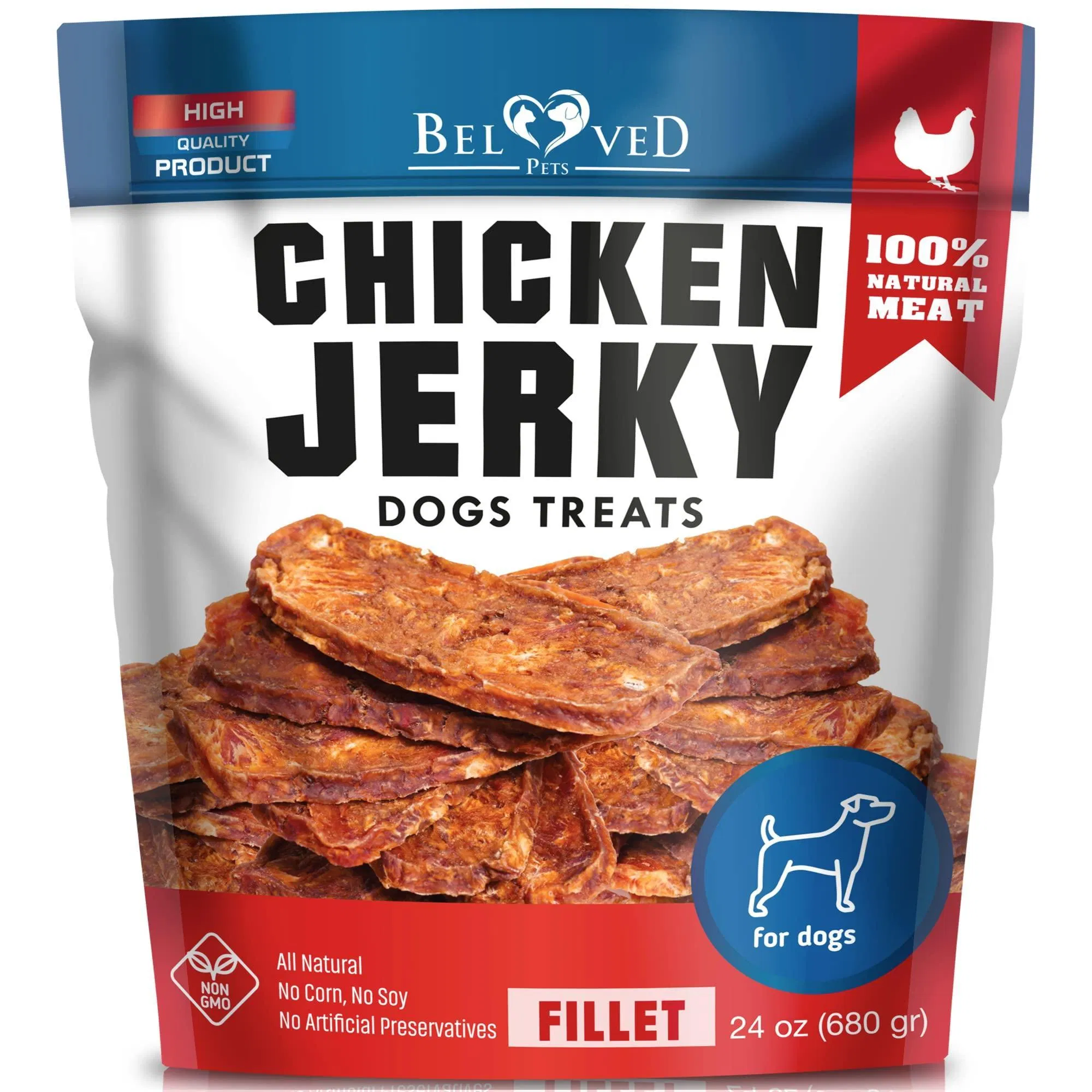 Chicken Jerky Dog Treats 1.5 Lb Human Grade Pet Snacks Grain Free Organic Meat All Natural High Protein Dried Strips Best Chews For Training Small & L (Option: Beloved Pets)