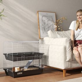 2-Tier Small Animal Cage with 2 Doors (Option: Black-750x470x220 mm)