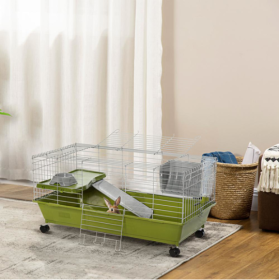 Small Animal Cage, Rolling Bunny Cage, Guinea Pig Cage (Option: Green)