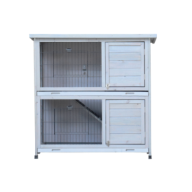 Rabbit Hutch Outdoor, 2-Story Rabbit Cage Indoor With Run, Bunny Cage With 2 Removable No-Leak Trays, Pet Cages With Non-Slip Ramp, Waterproof Roof, F (Option: Gray)