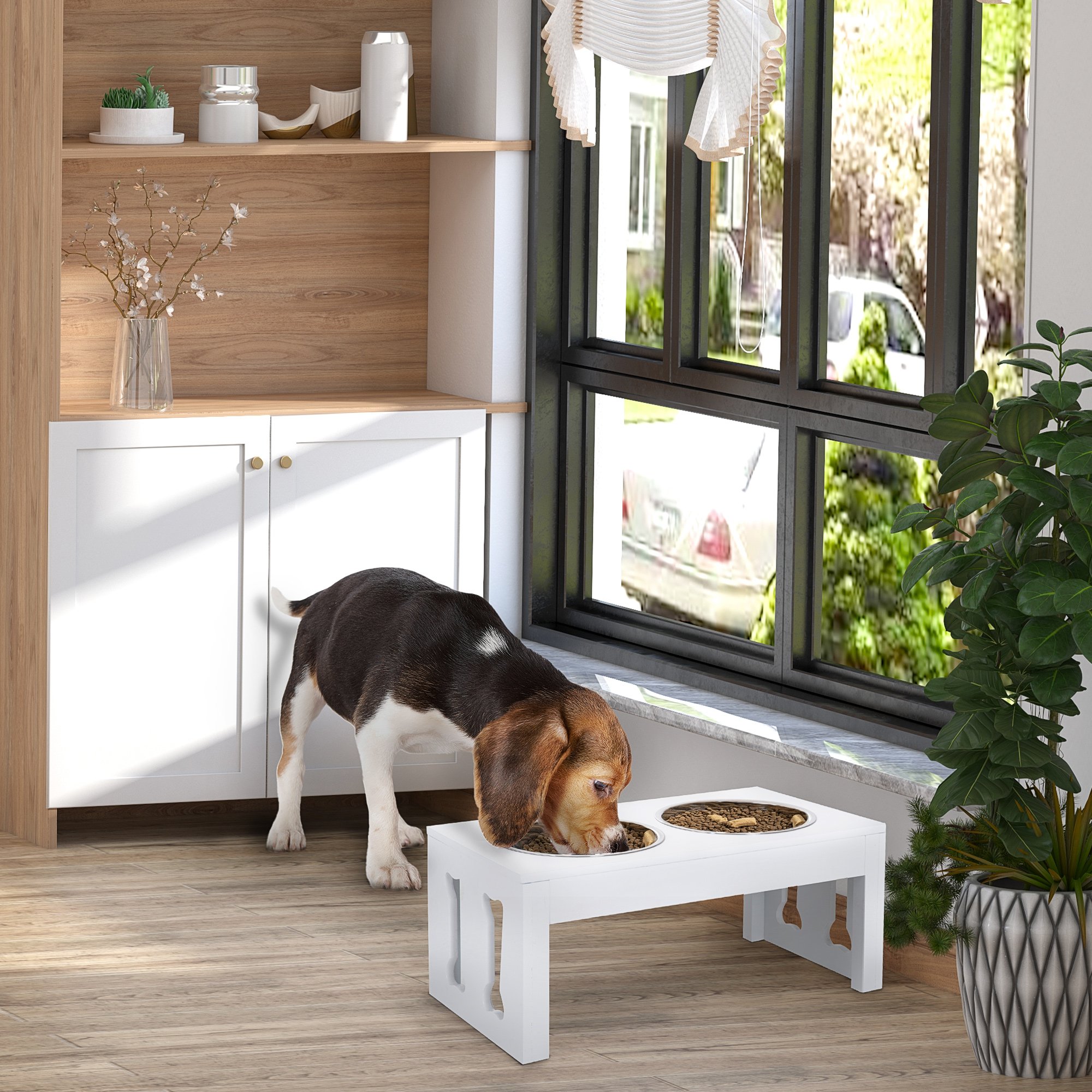 23" Modern Decorative Raised Dog Bowls (Option: White-655x365x165 mm)