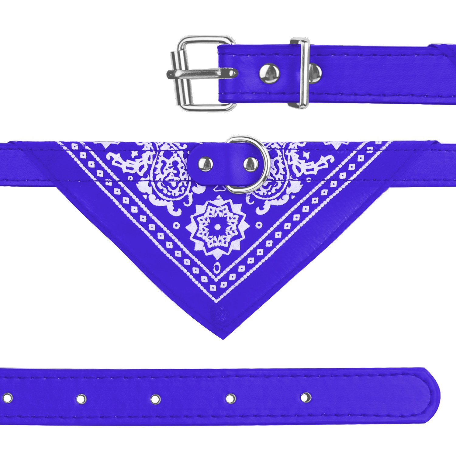 1Pc Adjustable Bandana Leather Pet Collar Triangle Scarf (Option: Blue M)
