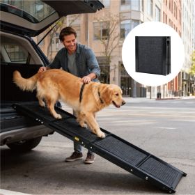 Dog Ramp For Car 71 Long  19.5 Wide Portable Dog Ramps For Large Dogs With Non-Slip Rug Surface Dog Car Ramp For SUV Car  Truck, Folding Dog Ramp Up T (Option: Black)