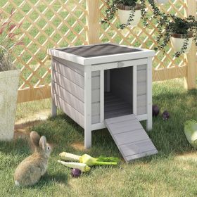 Small Rabbit Hutch Bunny Cage Guinea Pig Cage Duck House Dog House with Openable & Waterproof Roof (Option: Grey-575x475x165 mm)