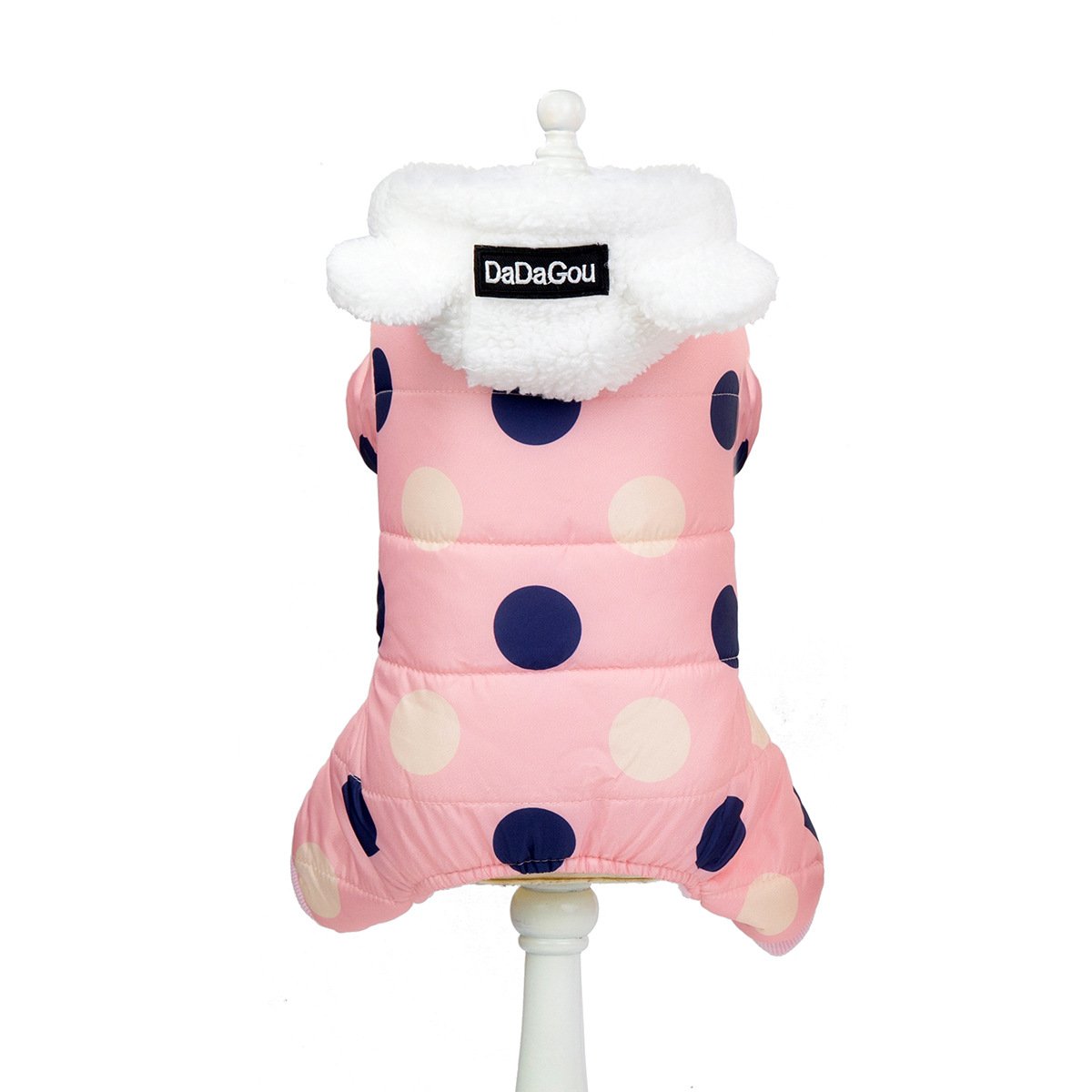 Warm big polka dot four-leg cotton coat (Option: Pink-XL)
