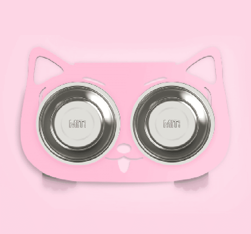 Anti-falling Dog Cat Feeding Water Bowl (Option: Pink-Style1)