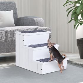3 Step Carpeted Non Slip Pet Stairs Ramp for Cats and Small Dogs (Option: White-480x145x575 mm)