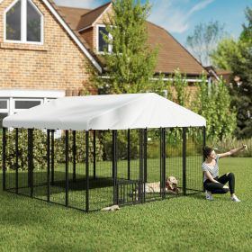 Welded Wire Outdoor Dog Kennel with 360° Rotating & 4 Levels Adjustable Bowls (Option: Silver-1500x620x225 mm)