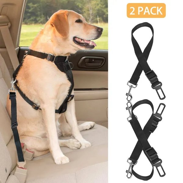 2Pcs Pet Dog Seat Belt Leash Adjustable Pet Dog Cat Safety Leads Harness (Option: Black)