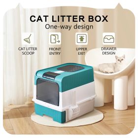 Super Large Capacity Cat Litter Box - Easy To Clean, Odorless, Leak Proof, Not Easy To Leak, Pull-out Design, Comfortable Toilet For Pets (Option: Blue)