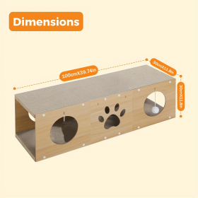 MUlti-Hole Fun Cat Tunnel With Scratching Board And Game Pom Pom Cat Tunnel House, Interactive Cat Scratching House, Self-improvement Drilling Hole Te (Option: Cat Tunnel Cat House)