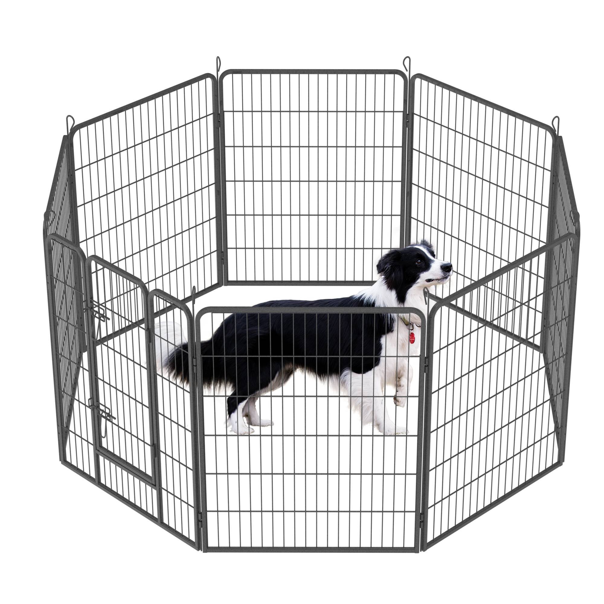 Dog Pens Outdoor Dog Fence Dog Playpen For Large Dogs Dog Kennel Pet Playpen (Option: Black)