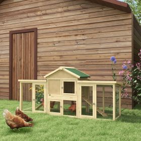 65" Chicken Coop Chicken House Rabbit Hutch Poultry Cage Hen Pen Backyard with Nesting Box (Option: Natural Wood-990x730x300 mm)