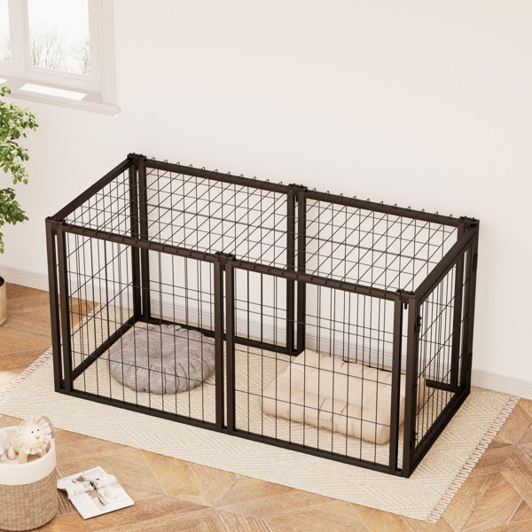 Dog Cage 47.2 Inches, Suitable For Small And Medium-sized Dogs, With A Top Dog Fence, Pet Cage, Indoor, Black. 47.2 Inches Long X 22 Inches Wide X 24 (Option: Black)
