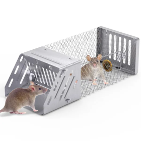 Automatic Continuous Rat Trap Single Door Mouse Cage Humane Live Animal Trap Cage Indoor Outdoor For Small Rodents Mice Voles (Option: Silver)