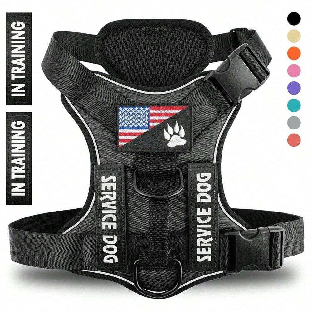 Reflective Breathable Solid Color Polyester Dog Strap (Option: Black-XS)