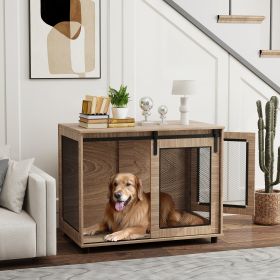 39" Dog Crate Furniture with Flip-up Top Opening (Option: Brown-1120x750x175 mm)