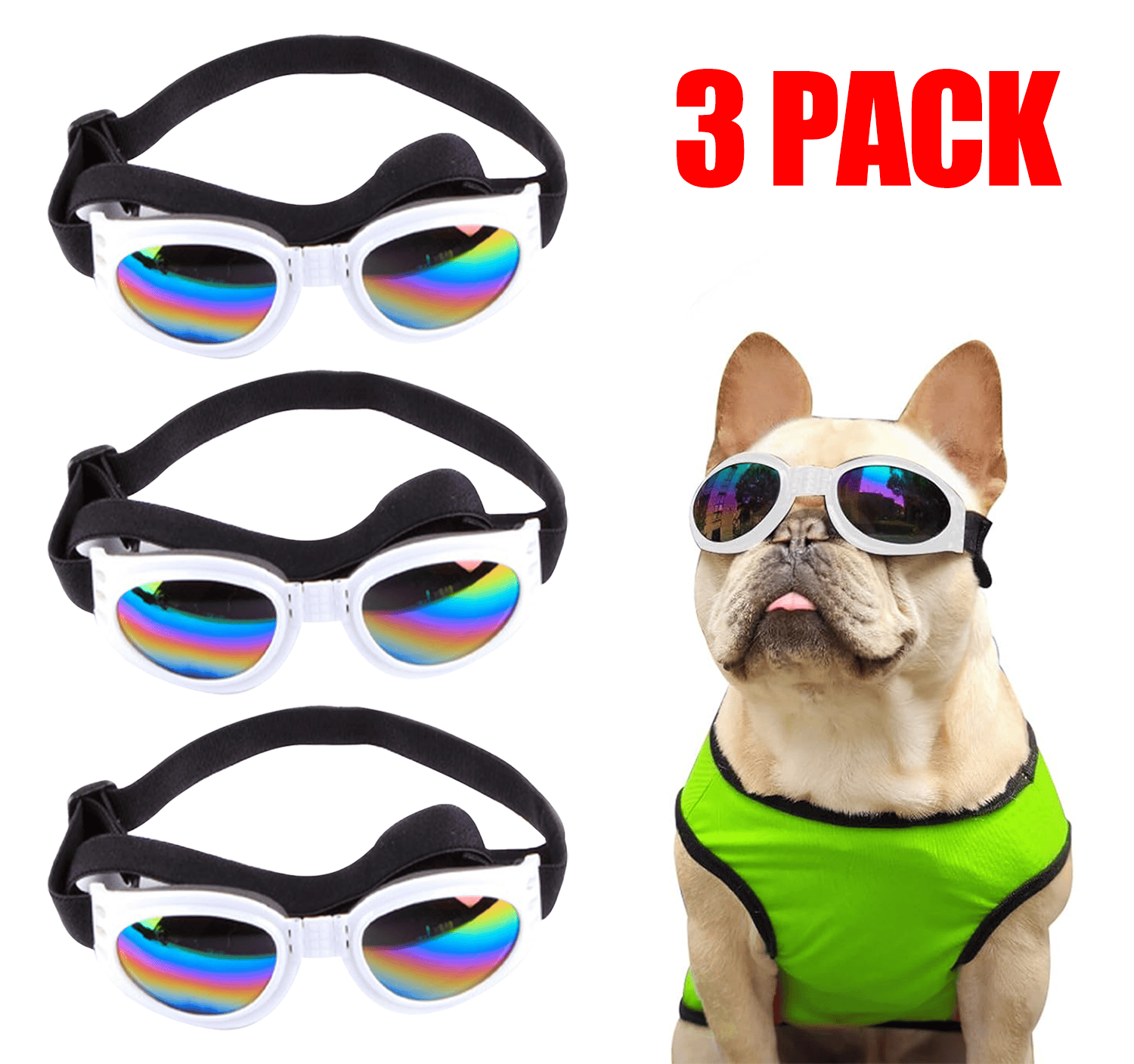 Pet Sunglasses Dog Windproof Glasses Accessories Goggles Small Medium Dog Sun Visor Eye Wear Glasses UV Dust Fog Protection With Adjustable Strap (Option: 3pcs)