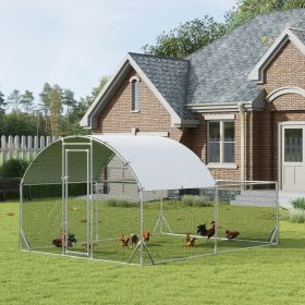 Large Chicken Coop Chicken Run for Chickens with Waterproof and Anti-UV Cover (Option: Silver-1960x385x180 mm)