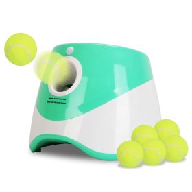 1Pc Automatic Dog Ball Launcher Included 6 Tennis Balls Dog With 3 Adjustable Launch Distance Interactive Ball Thrower Fetch Machine For Small Medium (Option: Green)