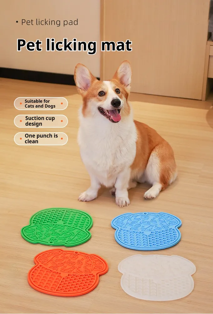 Lick Mat For Dogs And Cats Dog Slow Feeder Mat With Strong Suction (Option: Blue)