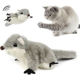PROKEl Pet Toys, Cat Catnip Toys FlappingSquirrel, Rechargeable Touch Activated KittenToys, Lifelike Interactive Cats Toy Indoor, CatKicker Plush Toys (Option: Grey)