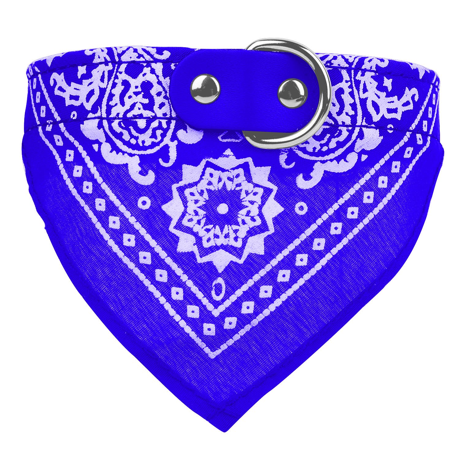 1Pc Adjustable Bandana Leather Pet Collar Triangle Scarf (Option: Blue L)
