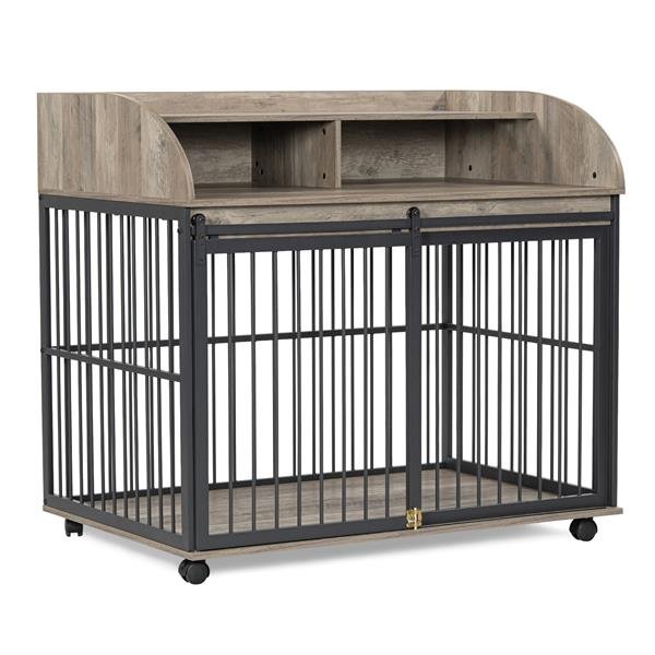 Heavy Duty Large Dog Cage Furniture (Option: Gray)