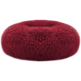 Pet Dog Bed Soft Warm Fleece Puppy Bed Dog Cozy Nest Sofa Bed Cushion (Color: Red, size: M)