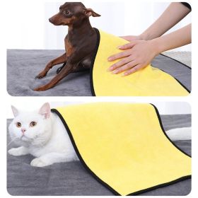 New coral velvet speed pet dry towel dog bath towel soft absorbent pet bath towel (Color: [Large dog] 70 * 140cm, size: Yellow)