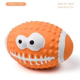 Squeaky Dog Toys; Natural Latex Rubber Dog Balls;  Soft; Fetch Play (colour: Smiley Rugby)