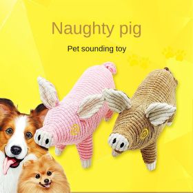 Plush dog toy cartoon cute voice bite-resistant plush toy dog toy (colour: pink)