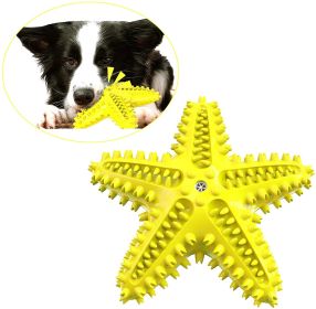 Dog Chew Toys, Natural Rubber Starfish-Shaped Dog Toys, Squeaky Dog Toothbrush Cleaner Teething Toys (Color: Yellow)