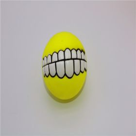 Pet Squeaky Ball Interactive Dog Chewing Toy with Funny Large Teeth Design (Color: Yellow)