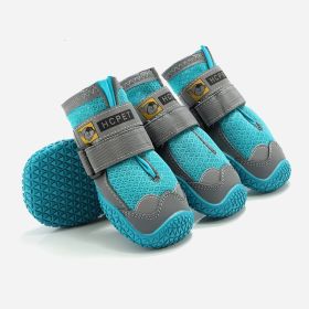 4 Pc Dog Waterproof Socks Breathable Non-Slip with Reflective Adjustable Strap Small (Color: Blue, size: XL)
